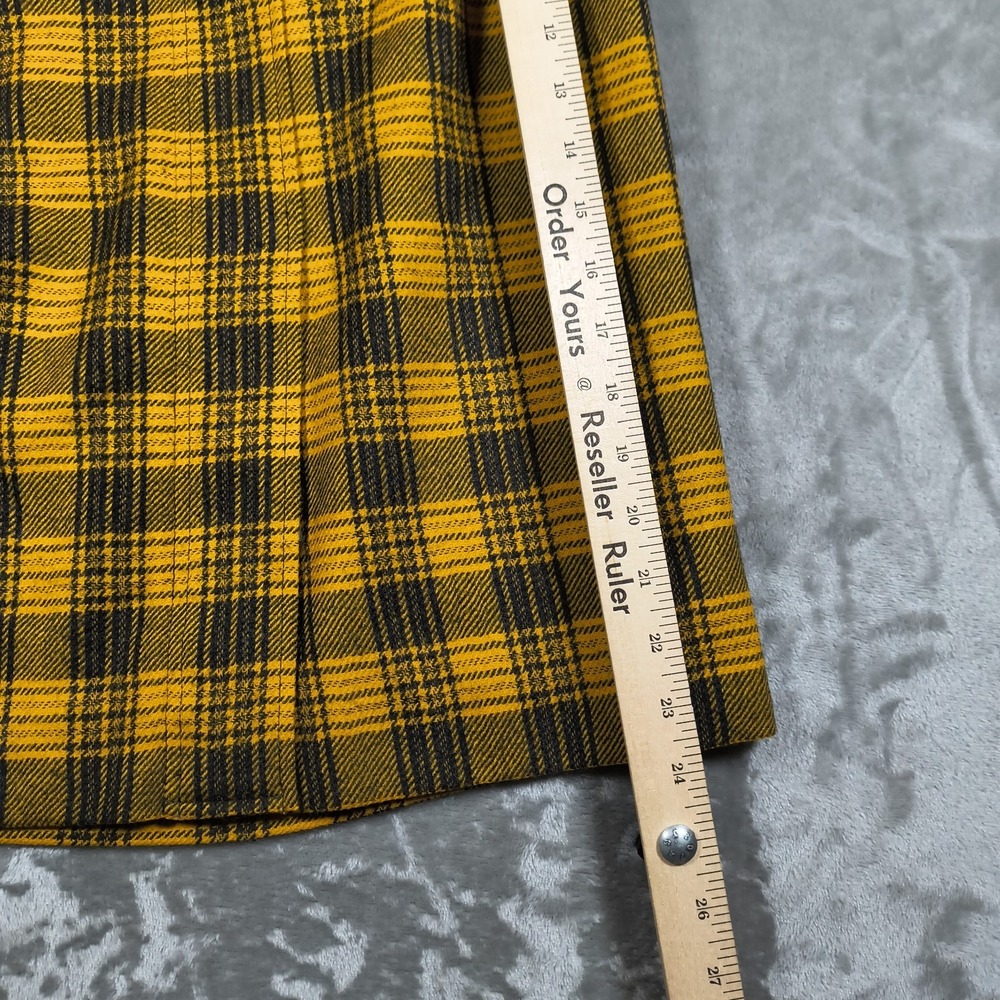 Vintage Valentino Boutique Skirt Womens 8 Yellow Plaid Tartan Wool A Line Midi - Picture 7 of 8